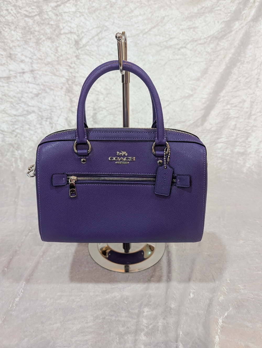 Coach Rowan Satchel Deep Purple With Optional Crossbody Strap